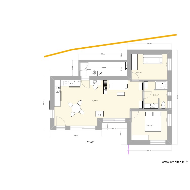 La Cout der 2. Plan de 4 pièces et 60 m2