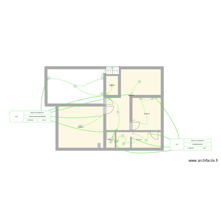 RDC BRUNO ECLAIRAGE. Plan de 6 pièces et 62 m2