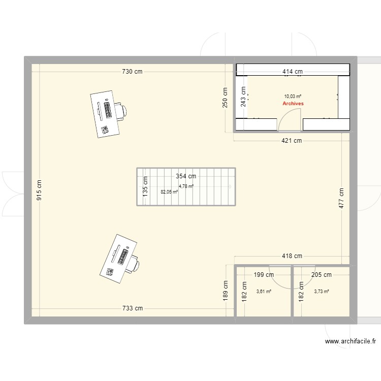 Bureau St Jacques sur Darnétal. Plan de 12 pièces et 238 m2