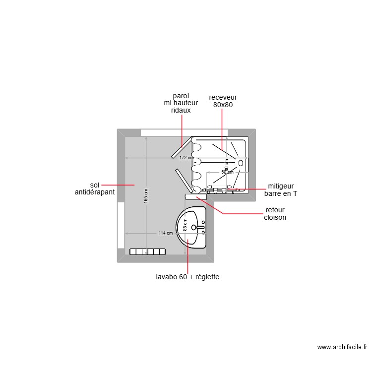 cheref. Plan de 1 pièce et 2 m2