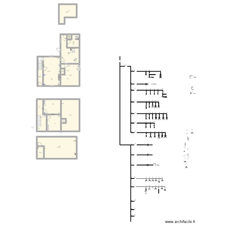laurence electricité (schéma filere). Plan de 14 pièces et 193 m2