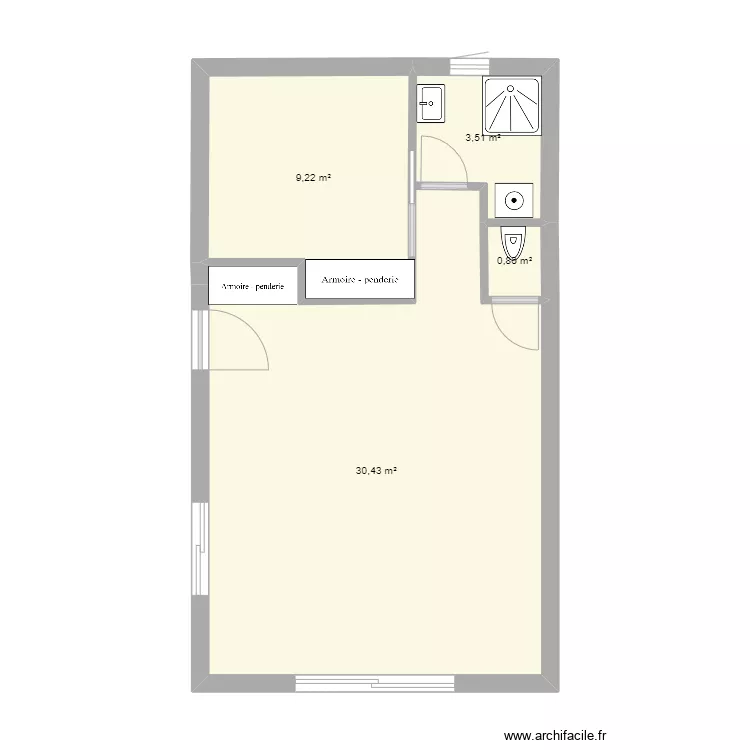 T2 (45m2). Plan de 