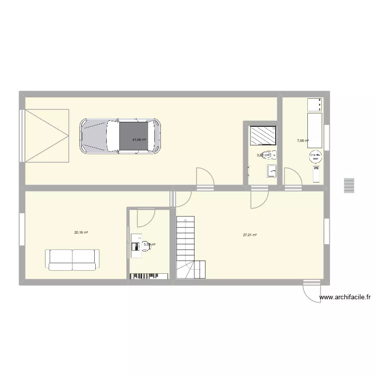 Sous Sol. Plan de 6  et 106 m²