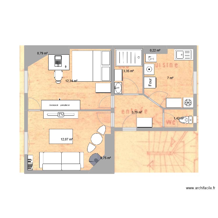 28b. Plan de 9 pièces et 42 m2