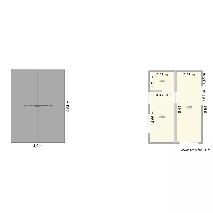 plan module et facades nord. Plan de 3 pièces et 29 m² plan module et facades nord. Plan de 3 pièces et 29 m²