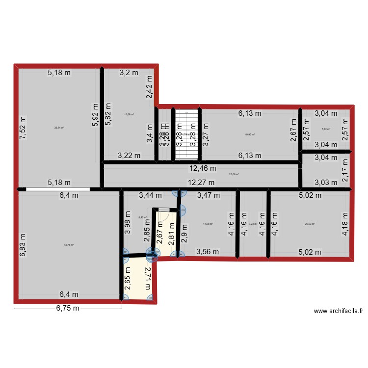 BOUDDHOU OKALA. Plan de 13 pièces et 222 m2