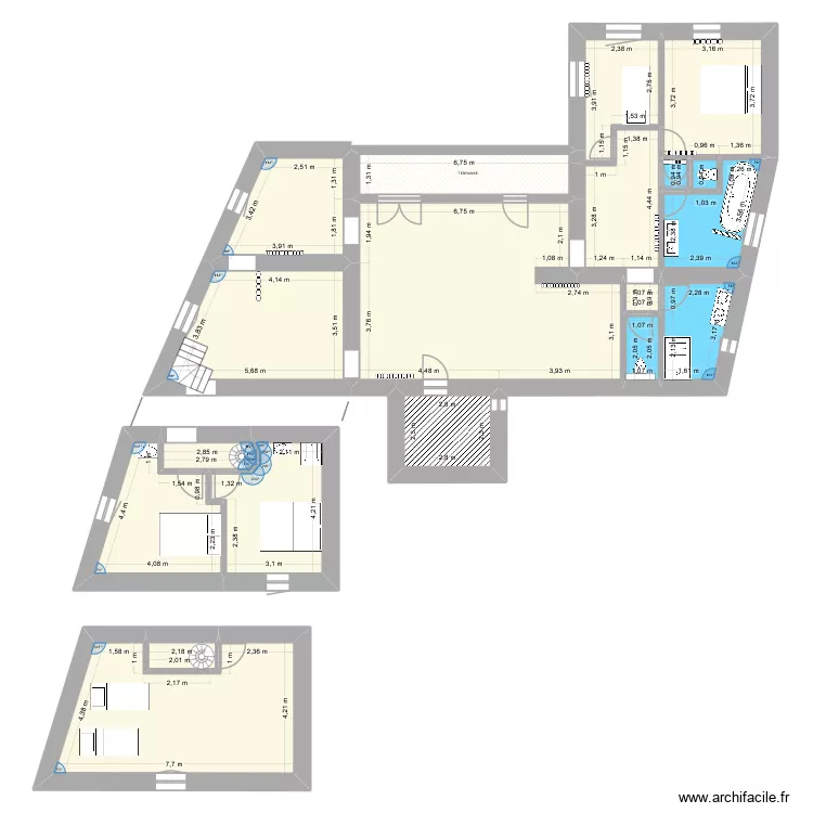 Gite 10/12. Plan de 19 pièces et 188 m²