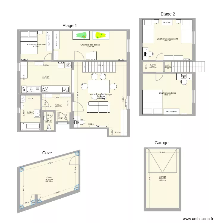 Plan de l\'appartement. Plan de 14 pièces et 132 m²