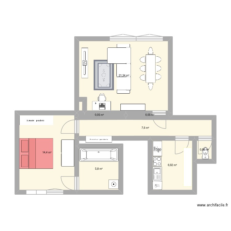 schaerbeek_chgmt. Plan de 8 pièces et 57 m2