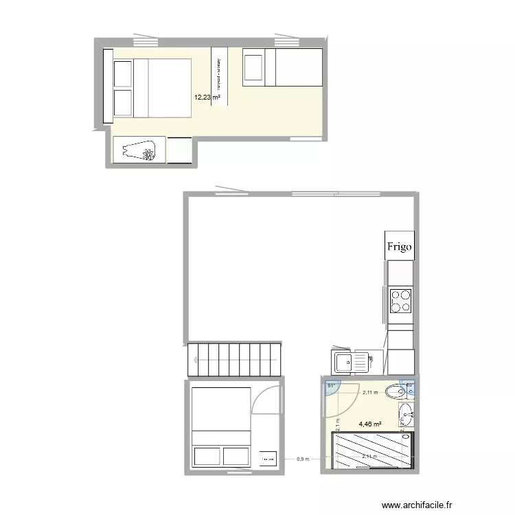 palavas2. Plan de 2  et 17 m²