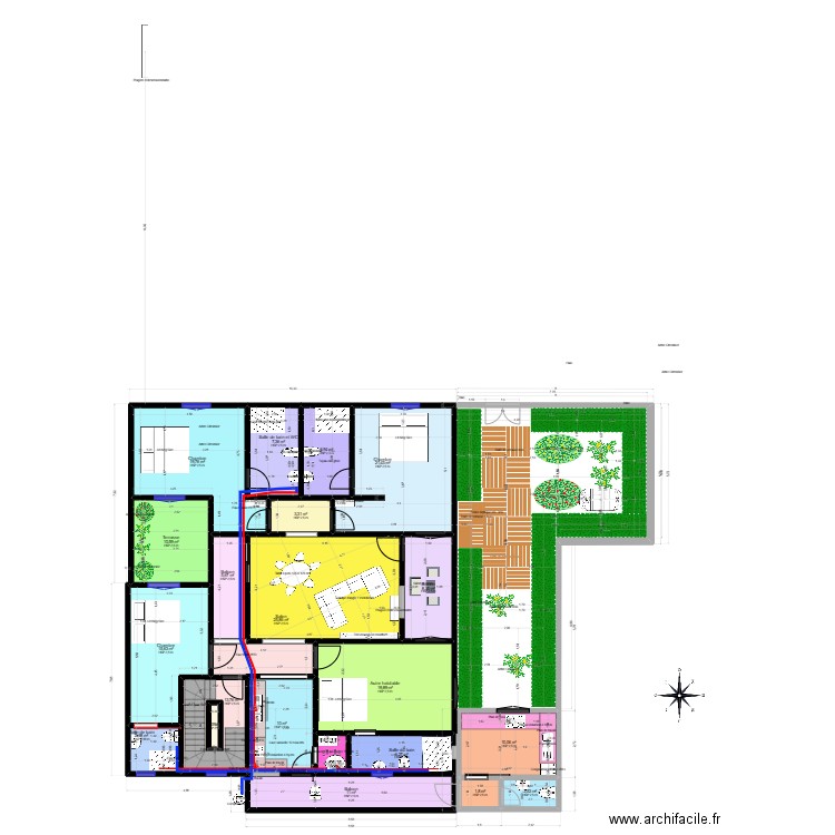 Alou S.N et ka familles plan finis. Plan de 21 pièces et 208 m2