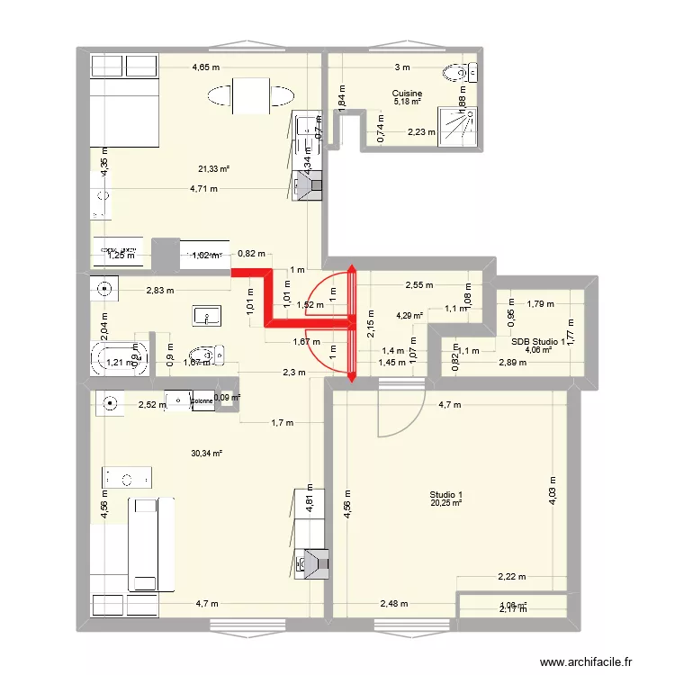 Studios Thyez 2&egrave;me &eacute;tage OK Essai 5. Plan de 11  et 261 m²