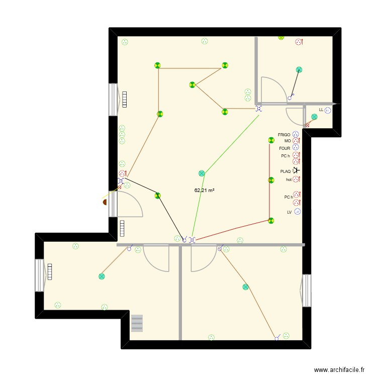 Lucquin france. Plan de 1 pièce et 62 m2