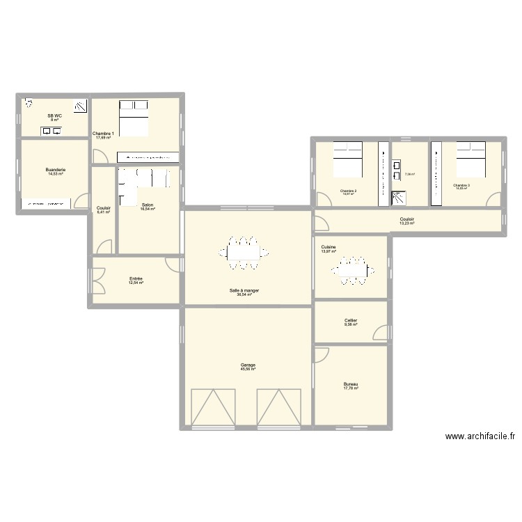 plan garage façade 1. Plan de 15 pièces et 248 m2