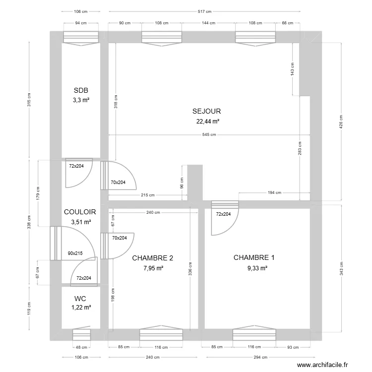 Président Wilson plan initial 2D. Plan de 6 et 48 m² Président Wilson plan initial 2D. Plan de 6 et 48 m²