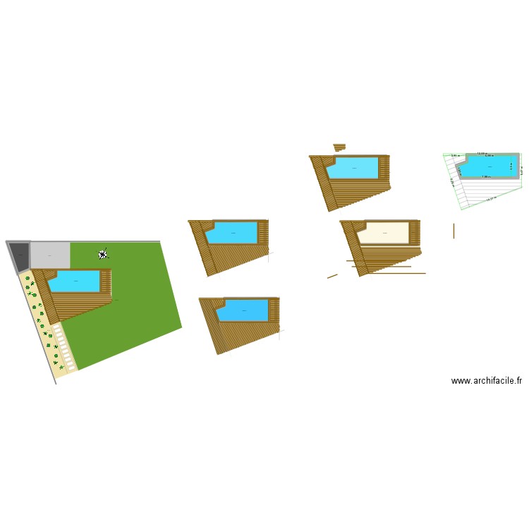 TERRASSE BOIS PISCINE. Plan de 12 pièces et 194 m2