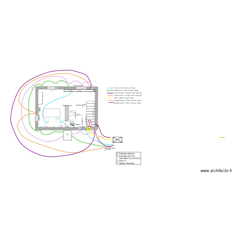 Bureau. Plan de 1 pièce et 20 m2