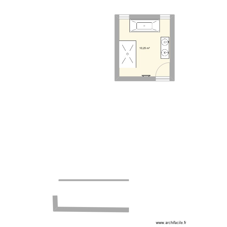 Sdb. Plan de 1 pièce et 10 m2