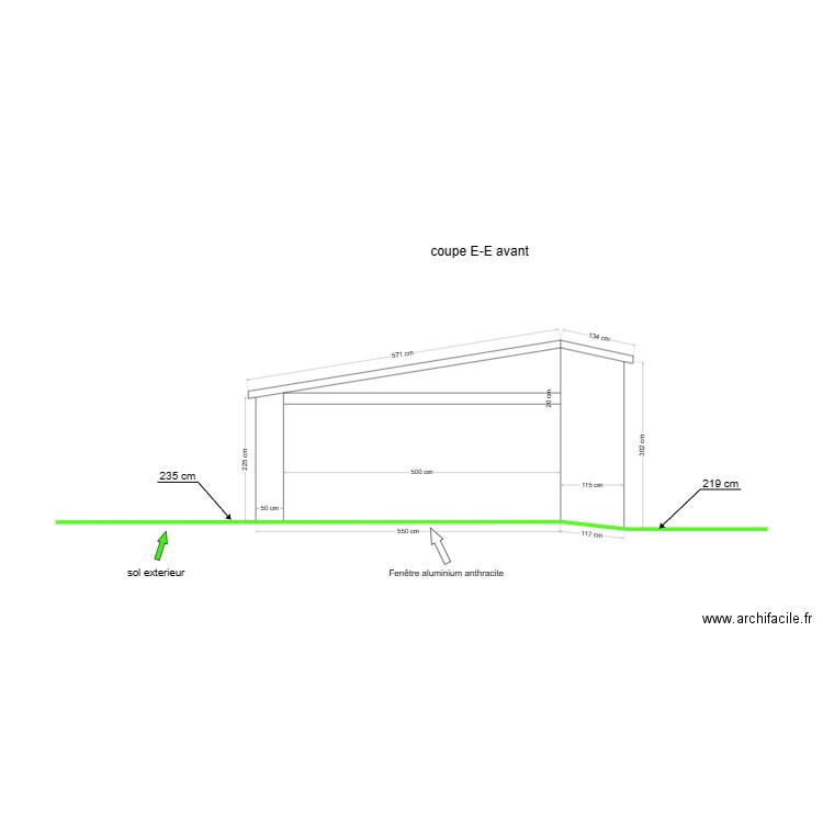 coupe EE avant. Plan de 0 pièce et 0 m2