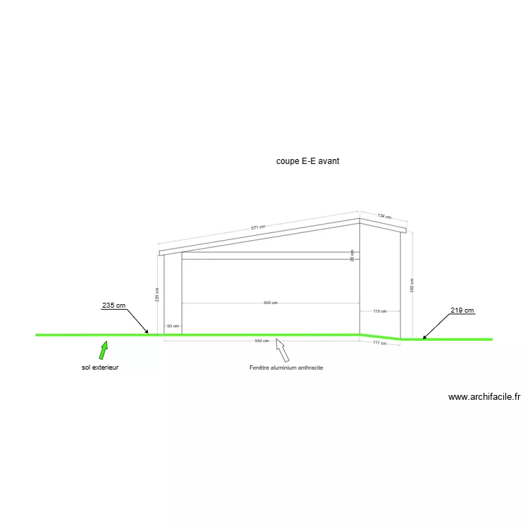 coupe EE avant. Plan de 