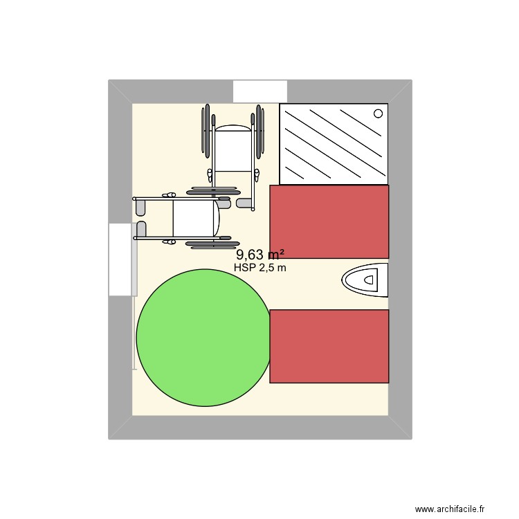 Test score. Plan de 1 pièce et 10 m2