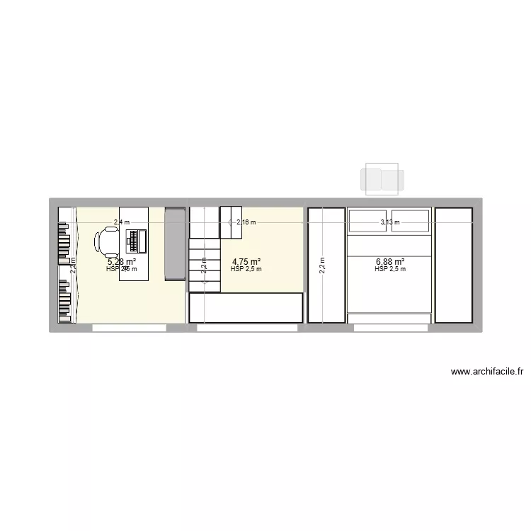 Tiny house rez version 11bis2. Plan de 4 pièces et 34 m²