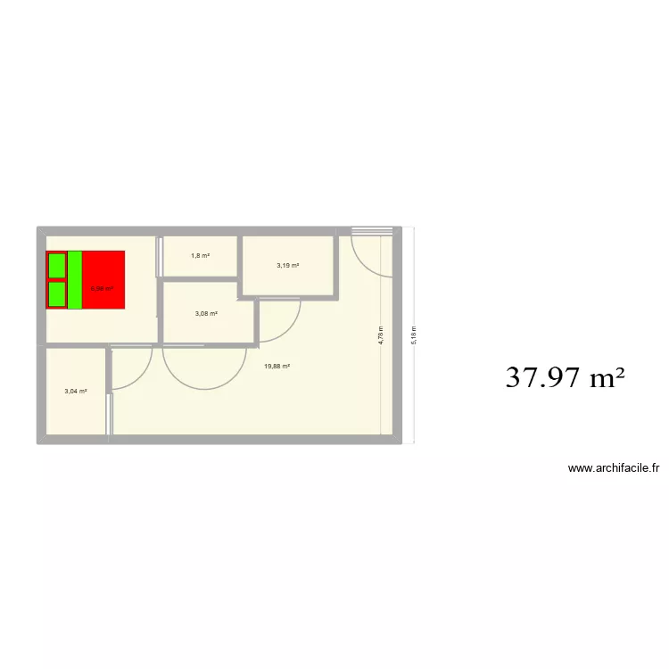 PROJET. Plan de 6  et 38 m²