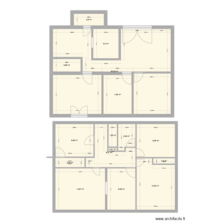 Mimi. Plan de 16 pièces et 139 m2