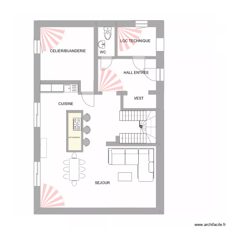 PLAN FRETIN RDC. Plan de 1  et 3 m²