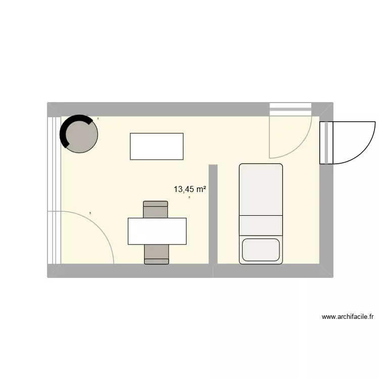 institut lea. Plan de 1 Pièce et 13 m²