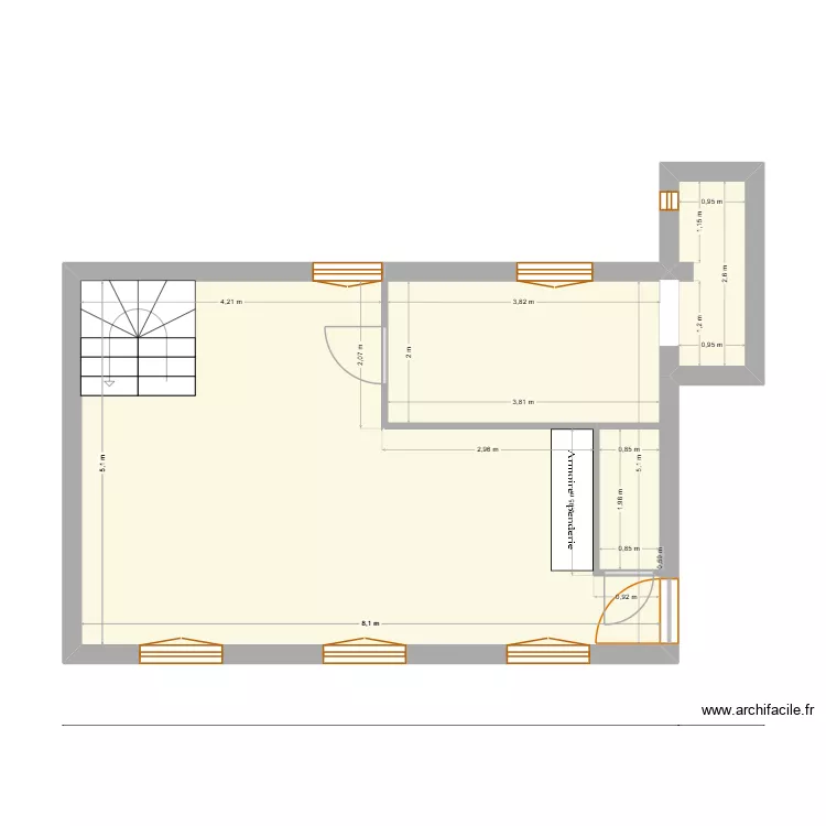 Projet 51 RDC VAlternative. Plan de 2  et 43 m²