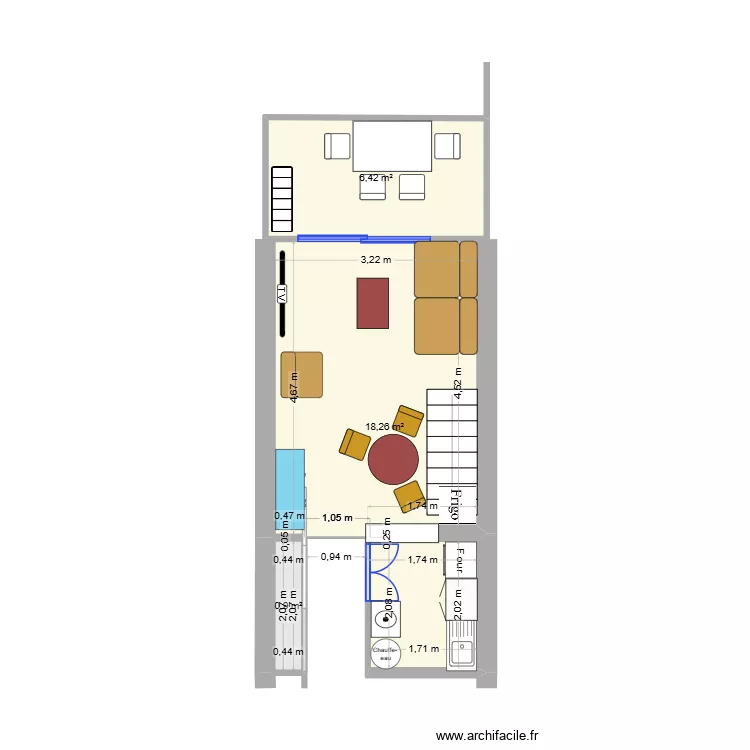 APPART  GRAU DU ROI. Plan de 3 Pièces et 26 m²