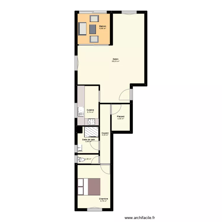 SANNA DURVIL. Plan de 9  et 64 m²
