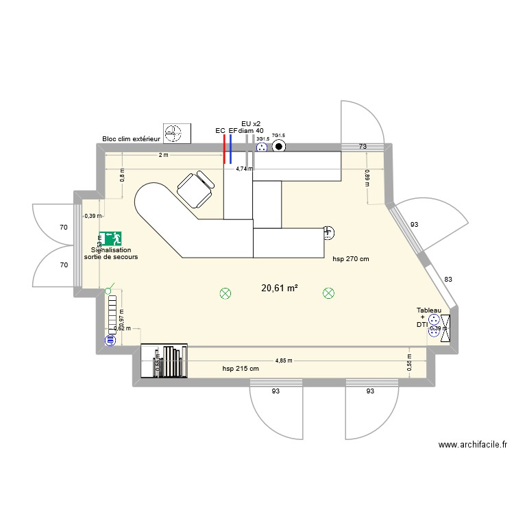 Florence Audition meuble 4. Plan de 1 pièce et 21 m2