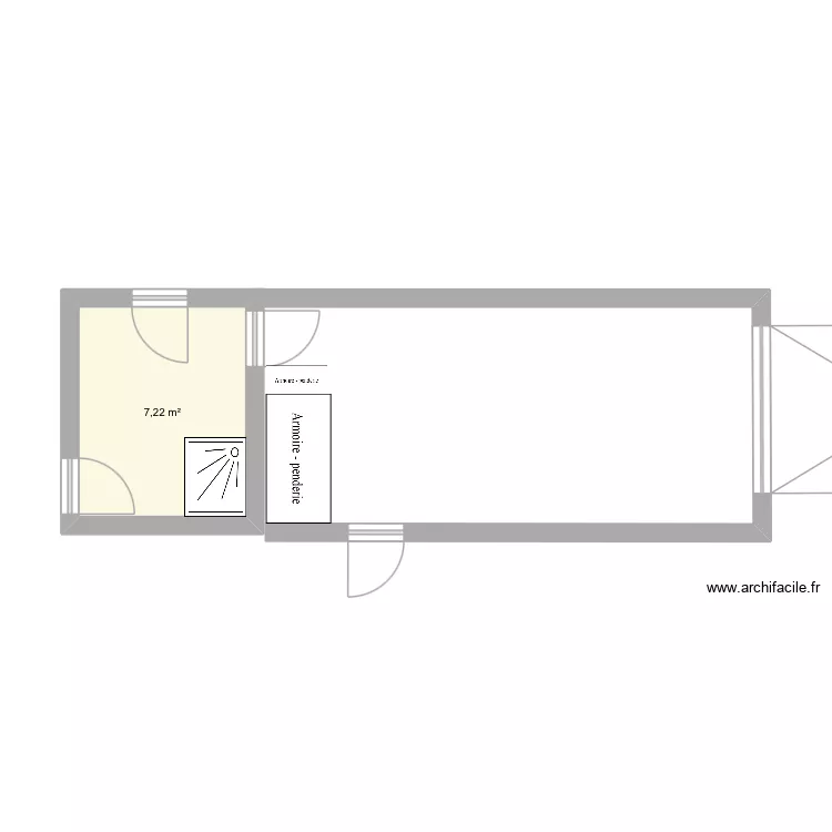 buanderie garage. Plan de 1  et 7 m²