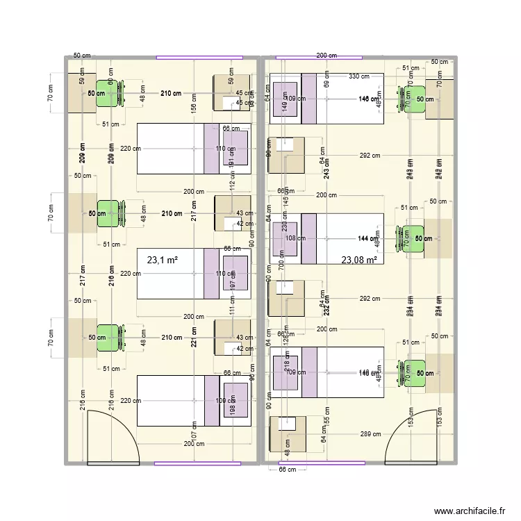 chambres internat. Plan de 