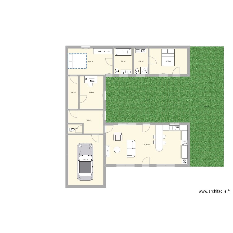 Projet 2. Plan de 11 pièces et 97 m2