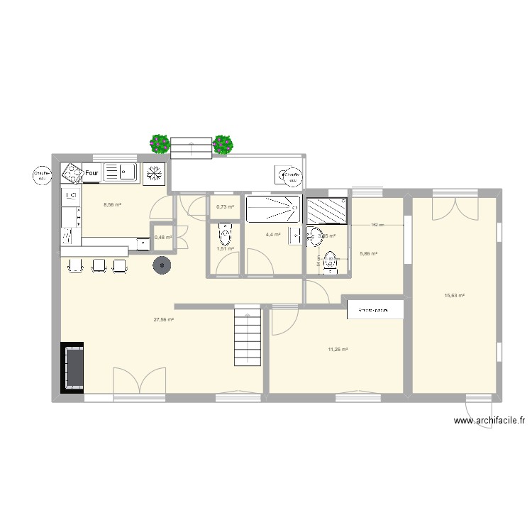 cuisine la moutonne. Plan de 10 pièces et 79 m2