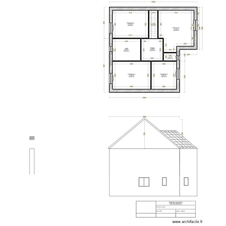 facade OUEST. Plan de 12 pièces et 150 m2