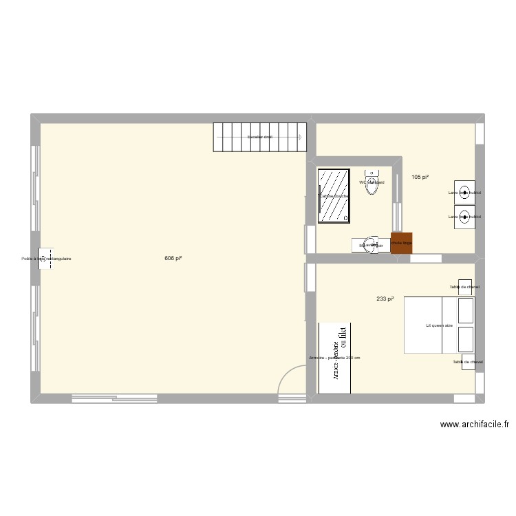 kiki. Plan de 3 pièces et 88 m2