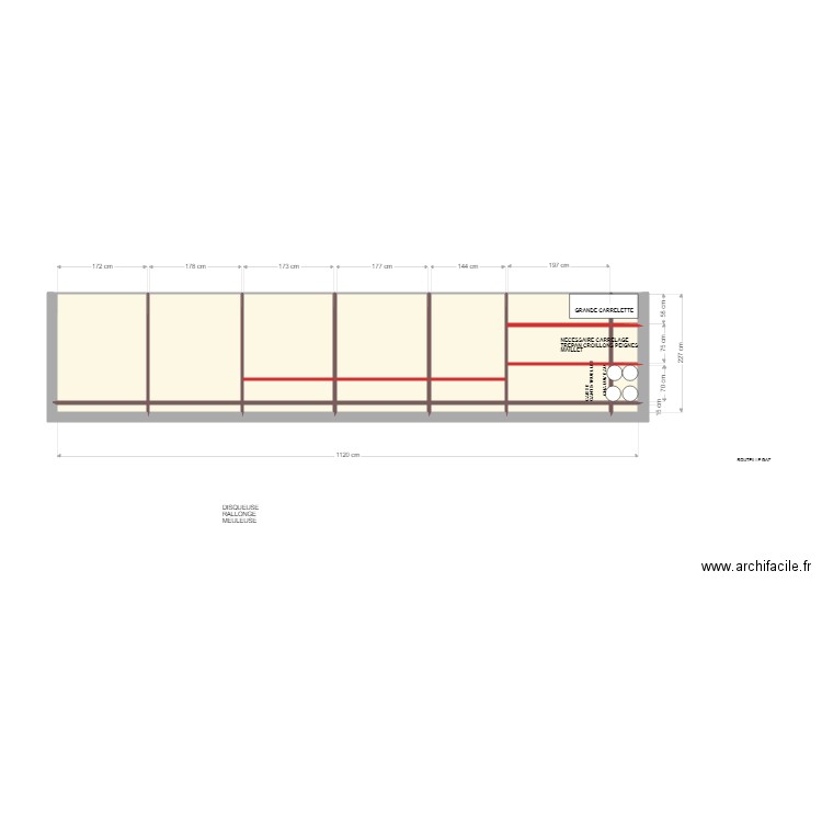 depot. Plan de 21 pièces et 24 m2