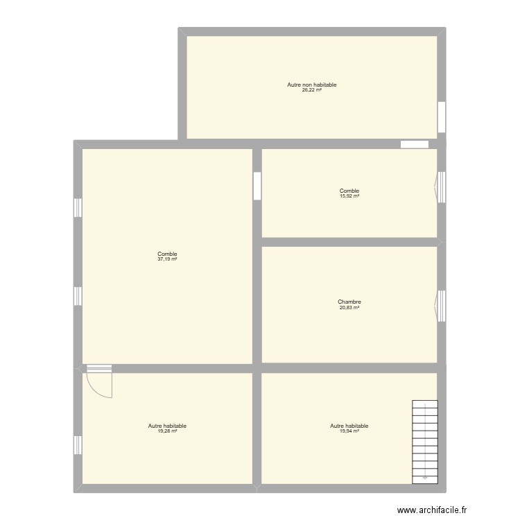 villechevrolle etage. Plan de 6 pièces et 139 m2