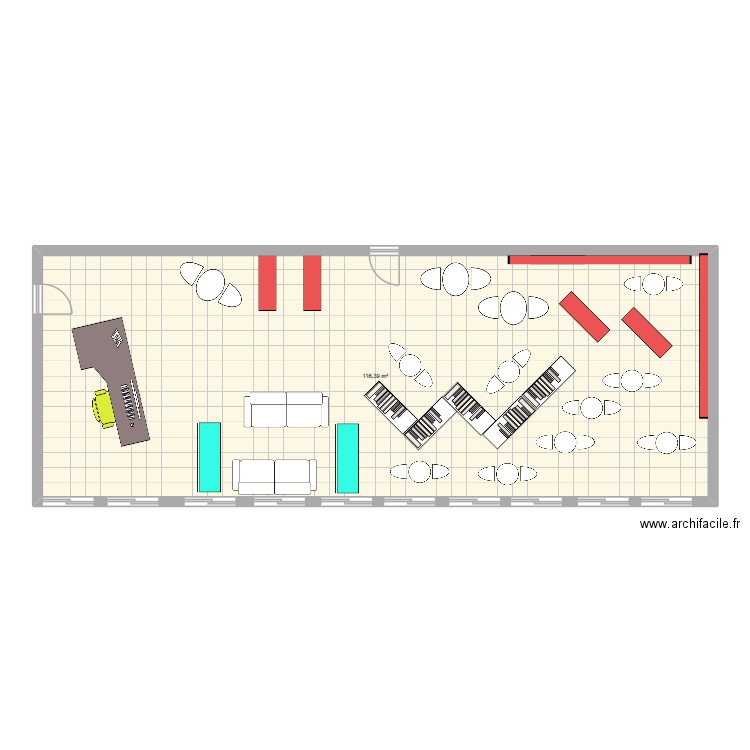 cdi. Plan de 1 pièce et 116 m2