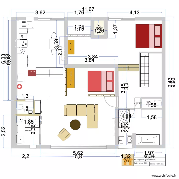lantoro2. Plan de 4  et 6 m²