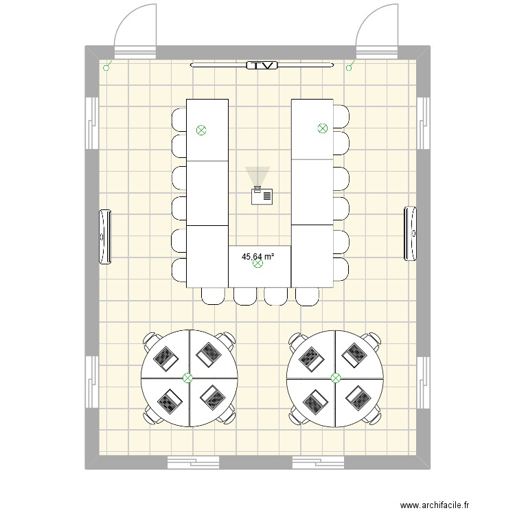 Salle de formation. Plan de 1 pièce et 46 m2
