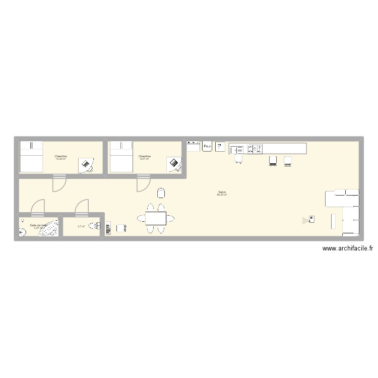 maison yacine. Plan de 5 pièces et 113 m2