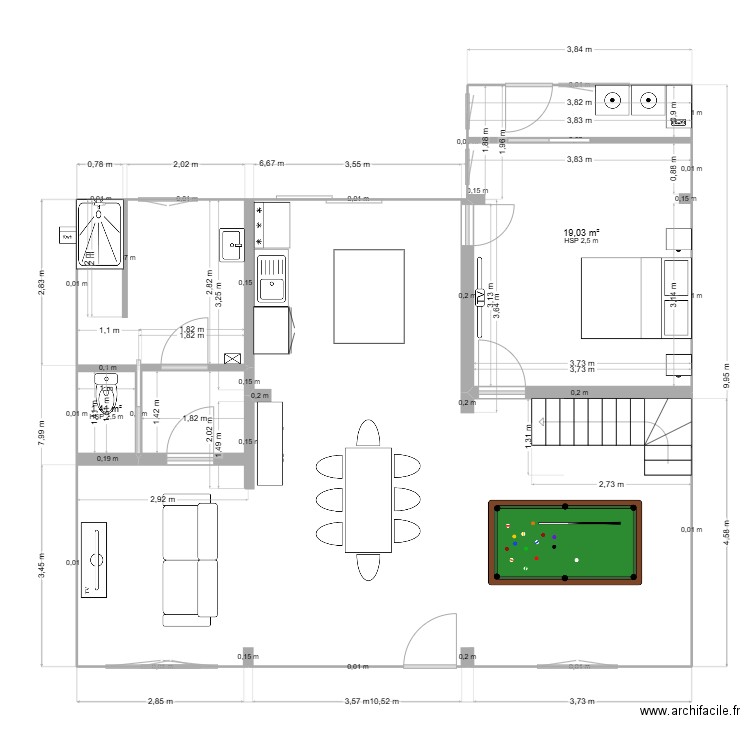 MARIE EVE FRANCOIS PROJET. Plan de 2 pièces et 20 m2