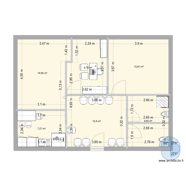 Local cannebière. Plan de 6 pièces et 66 m2