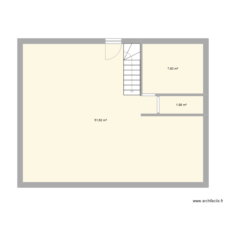 RDC Maison. Plan de 3 pièces et 61 m2