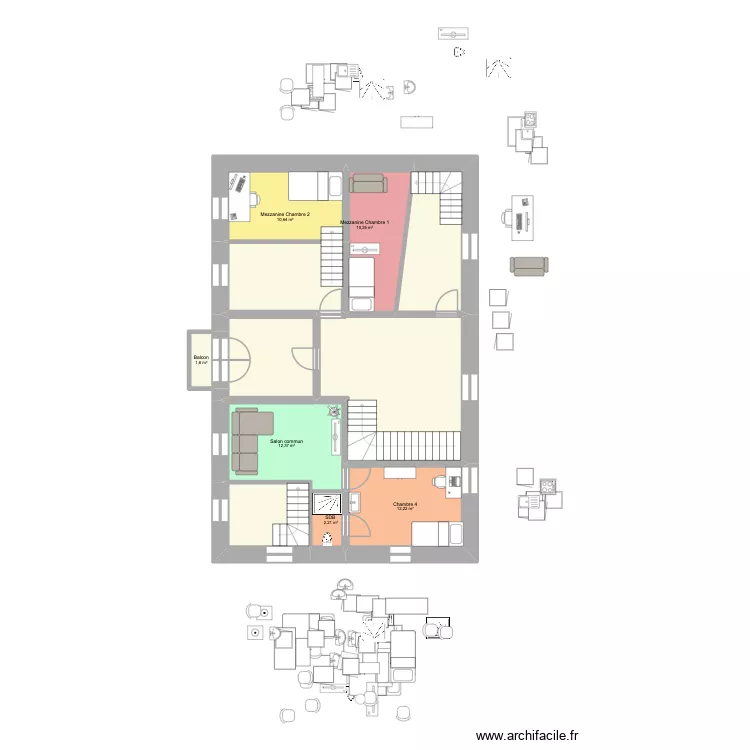 Marc Etage 1 (Sur mezzanine- goeie) version colloc. Plan de 11 et 112 m² Marc Etage 1 (Sur mezzanine- goeie) version colloc. Plan de 11 et 112 m²